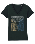 Abstract Net Tricou mânecă scurtă guler V Damă Evoker