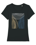 Abstract Net Tricou mânecă scurtă guler larg fitted Damă Expresser