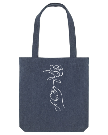 Abstract One Line Flower Midnight Blue
