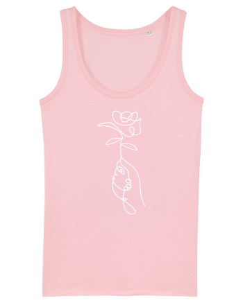 Abstract One Line Flower Cotton Pink