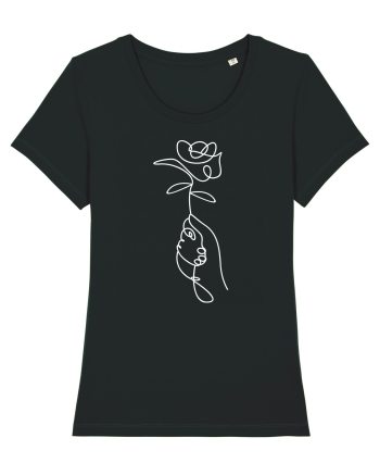 Abstract One Line Flower Black