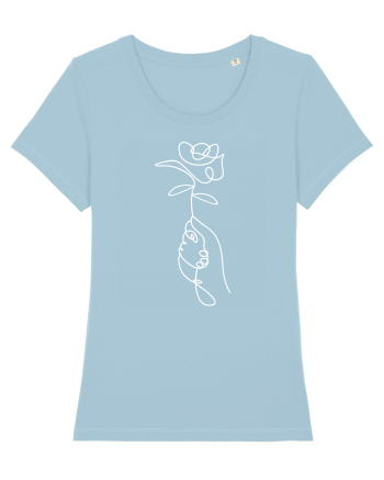 Abstract One Line Flower Sky Blue