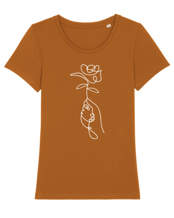 Abstract One Line Flower Roasted Orange