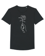 Abstract One Line Flower Tricou mânecă scurtă guler larg Bărbat Skater