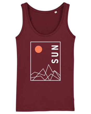 Abstract Sun and Mountains Burgundy