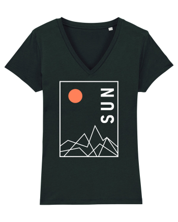 Abstract Sun and Mountains Black