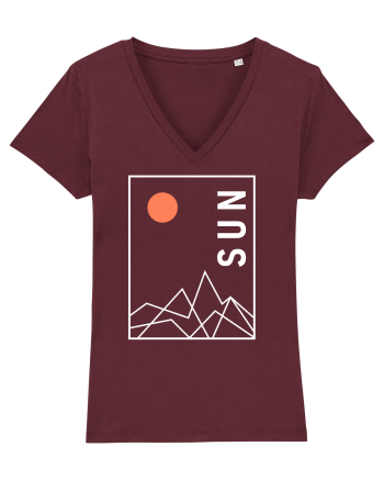 Abstract Sun and Mountains Burgundy