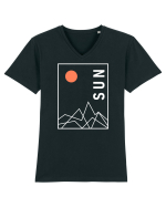 Abstract Sun and Mountains Tricou mânecă scurtă guler V Bărbat Presenter