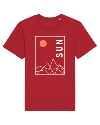 Abstract Sun and Mountains Red