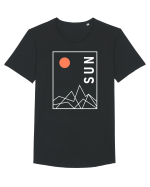 Abstract Sun and Mountains Tricou mânecă scurtă guler larg Bărbat Skater