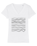 Abstract Waves Tricou mânecă scurtă guler V Damă Evoker