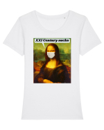 Funny Mona Lisa Tricou mânecă scurtă guler larg fitted Damă Expresser