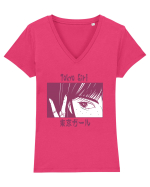 Tokyo Girl Tricou mânecă scurtă guler V Damă Evoker