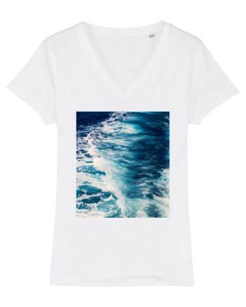 Deep Blue Waves White