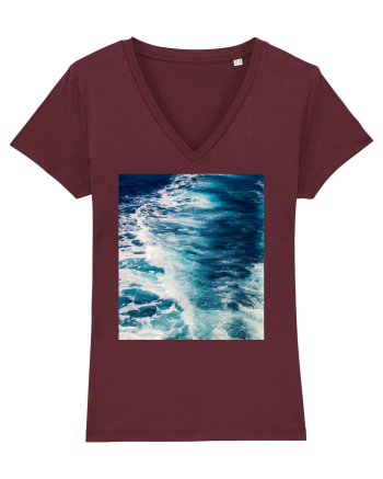 Deep Blue Waves Burgundy