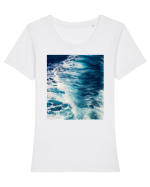 Deep Blue Waves Tricou mânecă scurtă guler larg fitted Damă Expresser