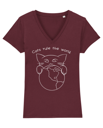 Cats Rule the World Burgundy