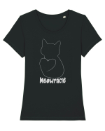 Meowracie Tricou mânecă scurtă guler larg fitted Damă Expresser