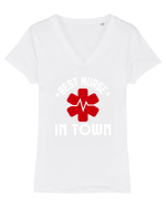 Best Nurse In Town Tricou mânecă scurtă guler V Damă Evoker