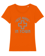 Best Nurse In Town Tricou mânecă scurtă guler larg fitted Damă Expresser