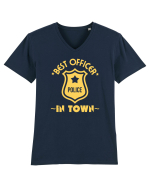 Best Police Office In Town Tricou mânecă scurtă guler V Bărbat Presenter