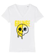 Grunge Music Smiley Tricou mânecă scurtă guler V Damă Evoker