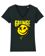 Grunge Music Smiley Tricou mânecă scurtă guler V Damă Evoker