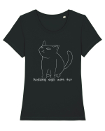 Walking Ego with Fur Tricou mânecă scurtă guler larg fitted Damă Expresser