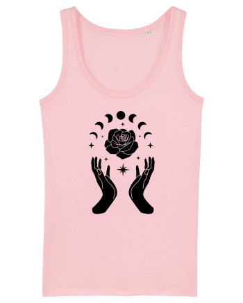 Mystic Moon Phases Black Cotton Pink