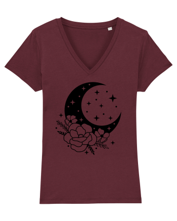 Mystic Moon Flowers bw Burgundy