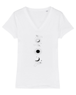 Woman Hand Moon Sun Tricou mânecă scurtă guler V Damă Evoker