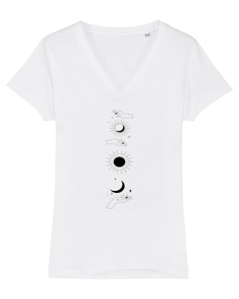 Woman Hand Moon Sun White