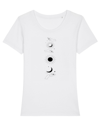 Woman Hand Moon Sun White