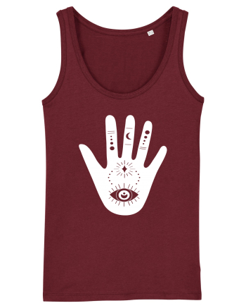 Esoteric Hand with Eye white Burgundy