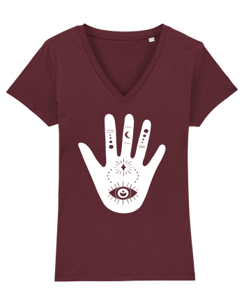 Esoteric Hand with Eye white Burgundy