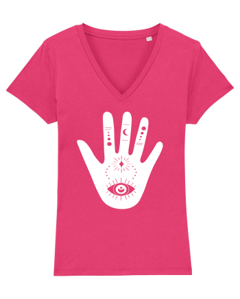 Esoteric Hand with Eye white Raspberry