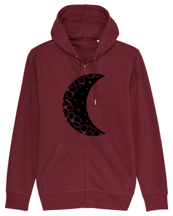 Moon With Flowers black Burgundy