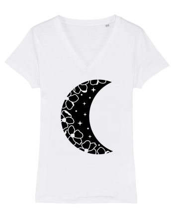 Moon With Flowers black White