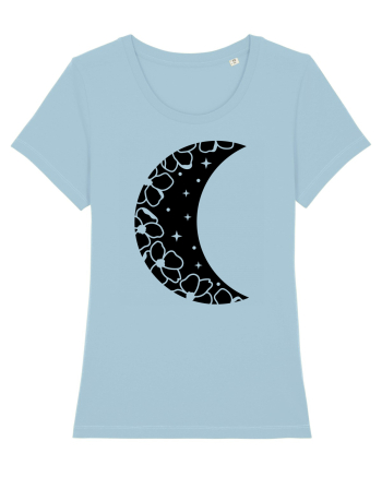Moon With Flowers black Sky Blue
