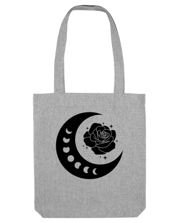 Celestial Moon Phases Flowers Black Heather Grey