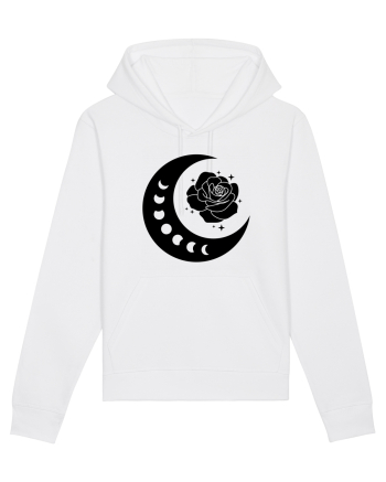 Celestial Moon Phases Flowers Black White