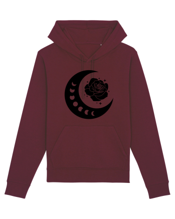 Celestial Moon Phases Flowers Black Burgundy