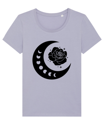 Celestial Moon Phases Flowers Black Lavender