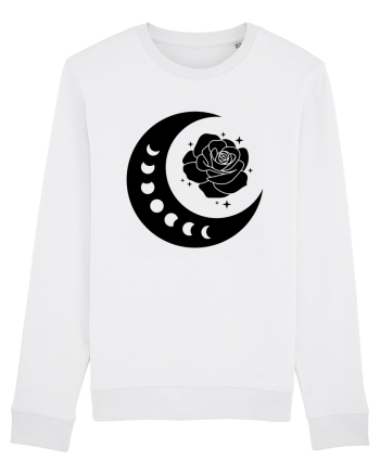 Celestial Moon Phases Flowers Black White