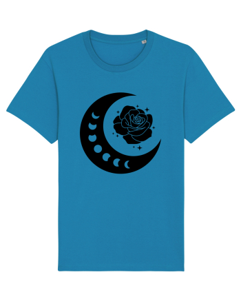 Celestial Moon Phases Flowers Black Azur