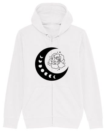 Celestial Moon Phases Flowers bw White