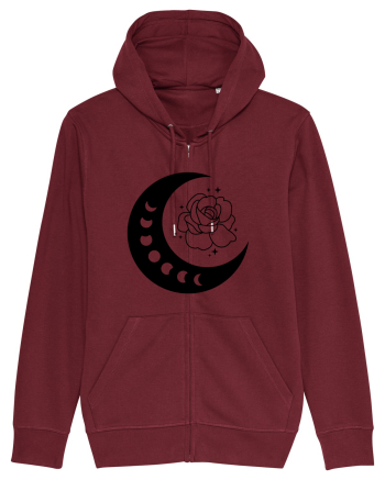 Celestial Moon Phases Flowers bw Burgundy