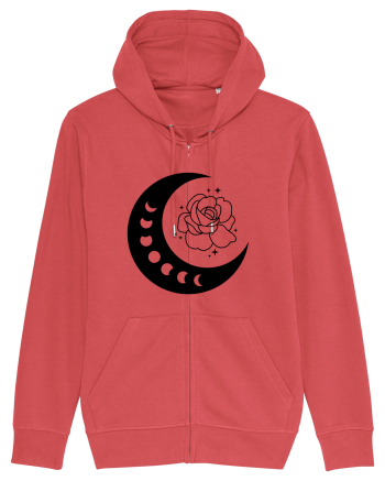 Celestial Moon Phases Flowers bw Carmine Red