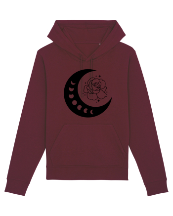 Celestial Moon Phases Flowers bw Burgundy