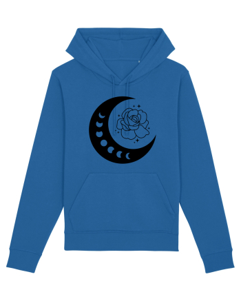 Celestial Moon Phases Flowers bw Royal Blue
